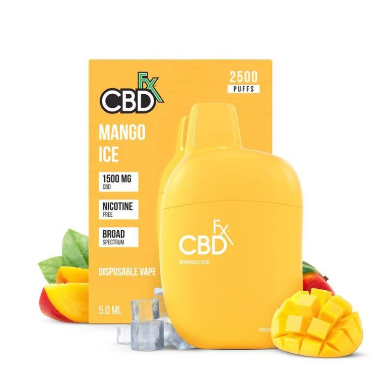 cbdfx photo render product vape disposable fp purple mango ice jan